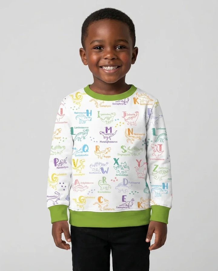 Dino-Alphabet ABC-Bambus-Rundhals-Sweatshirt