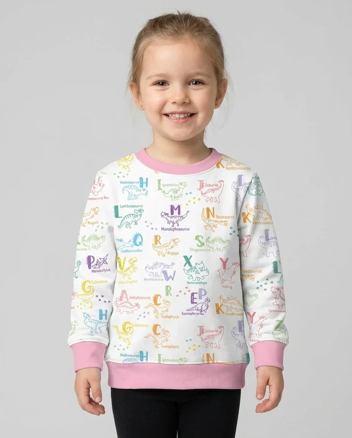 Dino-Alphabet ABC-Bambus-Rundhals-Sweatshirt