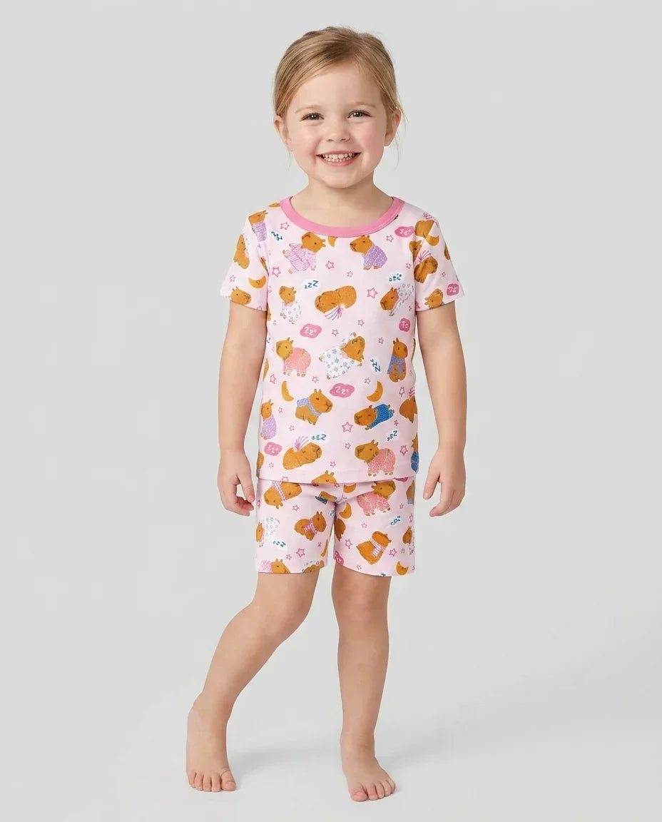 Schlafanzug-Set zweiteilig, kurze Ärmel, kurze Hose, Bambus