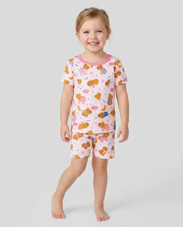 Schlafanzug-Set zweiteilig, kurze Ärmel, kurze Hose, Bambus