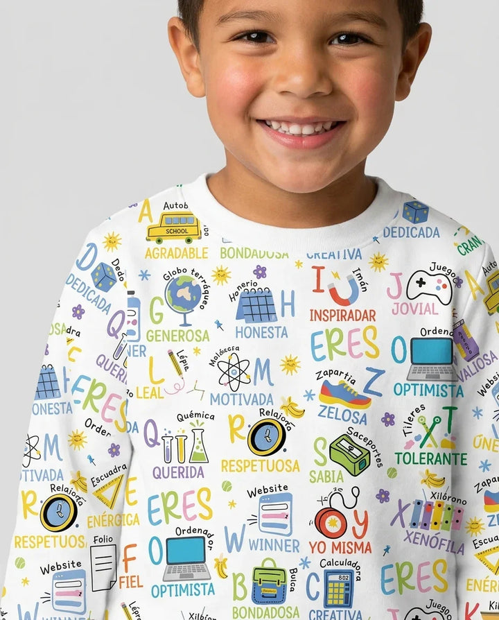 Du bist spanisches Alphabet Version Bambus Rundhals-Sweatshirt