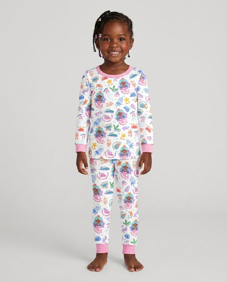 Zweiteiliges Langarm-Pyjama-Set mit Sommerfrüchten