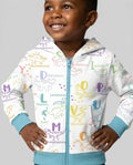 Dino Alphabet ABC Kapuzenpullover aus Bambus mit Reißverschluss