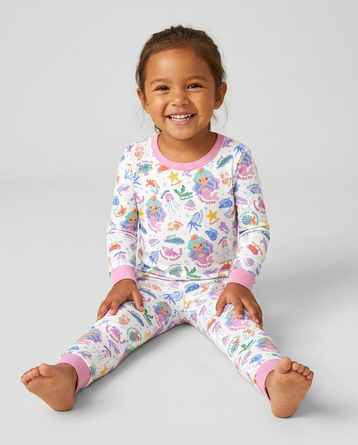 Zweiteiliges Langarm-Pyjama-Set mit Sommerfrüchten