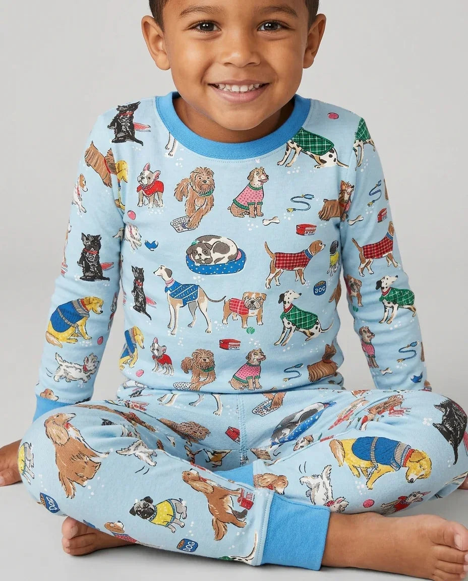 Zweiteiliges Langarm-Pyjama-Set mit Sommerfrüchten
