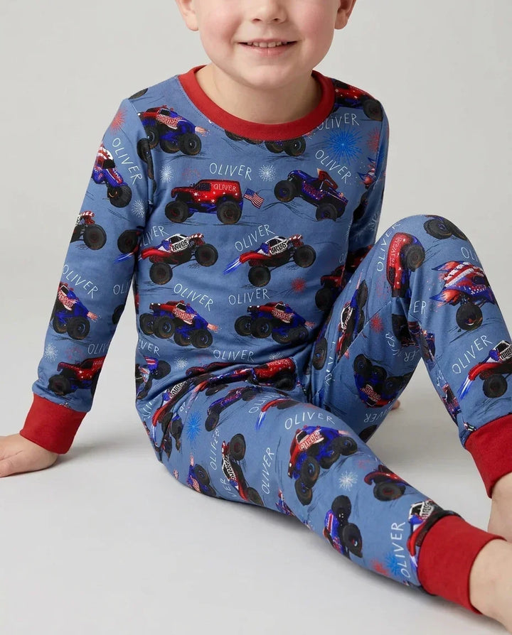 Zweiteiliges Langarm-Pyjama-Set mit Sommerfrüchten