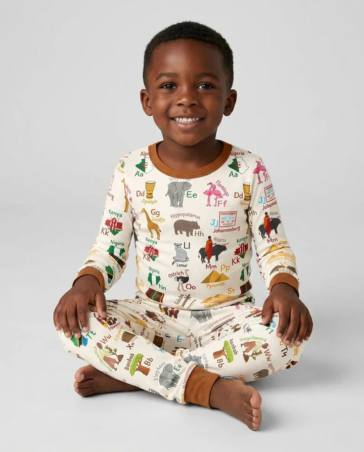Zweiteiliges Langarm-Pyjama-Set mit Sommerfrüchten