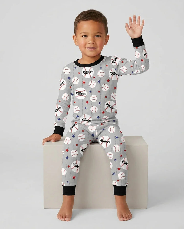Zweiteiliges Langarm-Pyjama-Set mit Sommerfrüchten