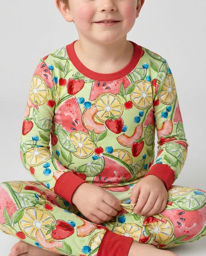 Zweiteiliges Langarm-Pyjama-Set mit Sommerfrüchten