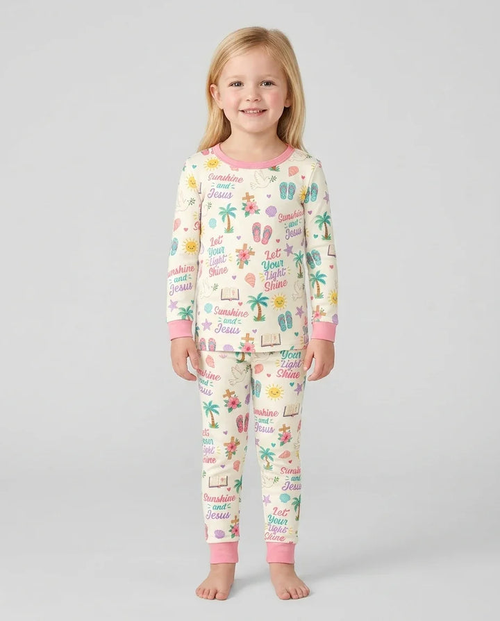 Zweiteiliges Langarm-Pyjama-Set mit Sommerfrüchten