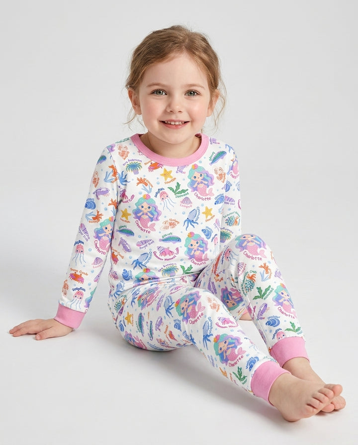 Zweiteiliges Langarm-Pyjama-Set mit Sommerfrüchten