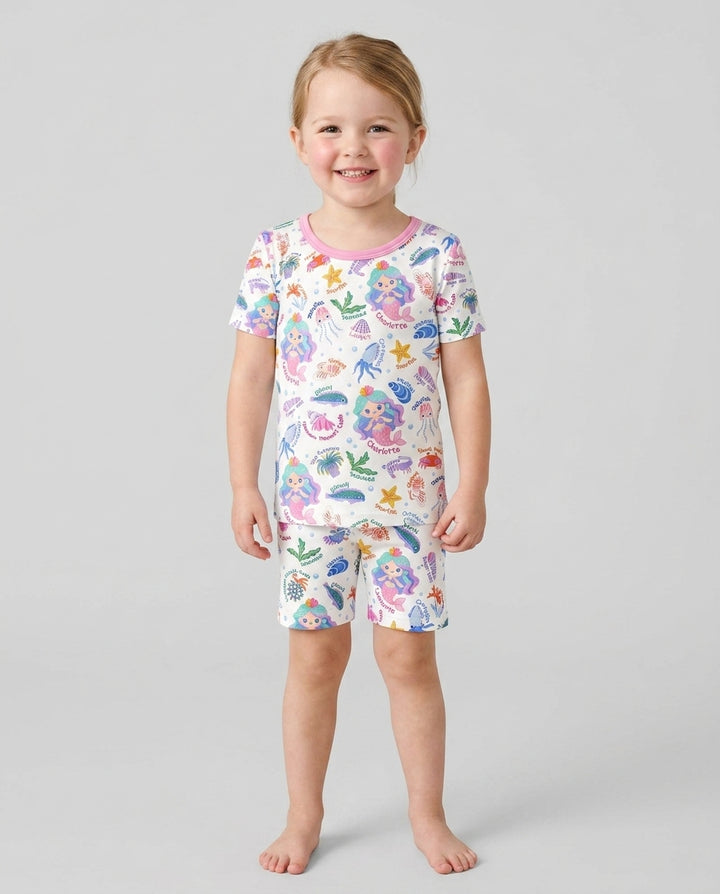 Zweiteiliges Pyjama-Set mit kurzen Ärmeln und Shorts im Sommer-Design