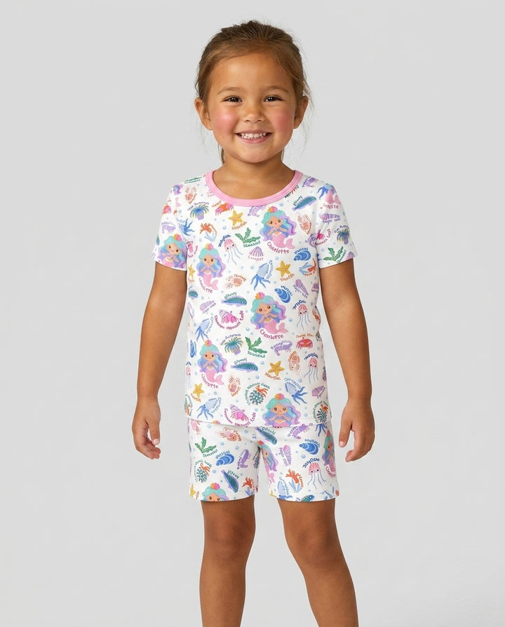 Zweiteiliges Pyjama-Set mit kurzen Ärmeln und Shorts im Sommer-Design