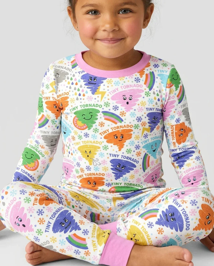 Zweiteiliges Langarm-Pyjama-Set mit Sommerfrüchten