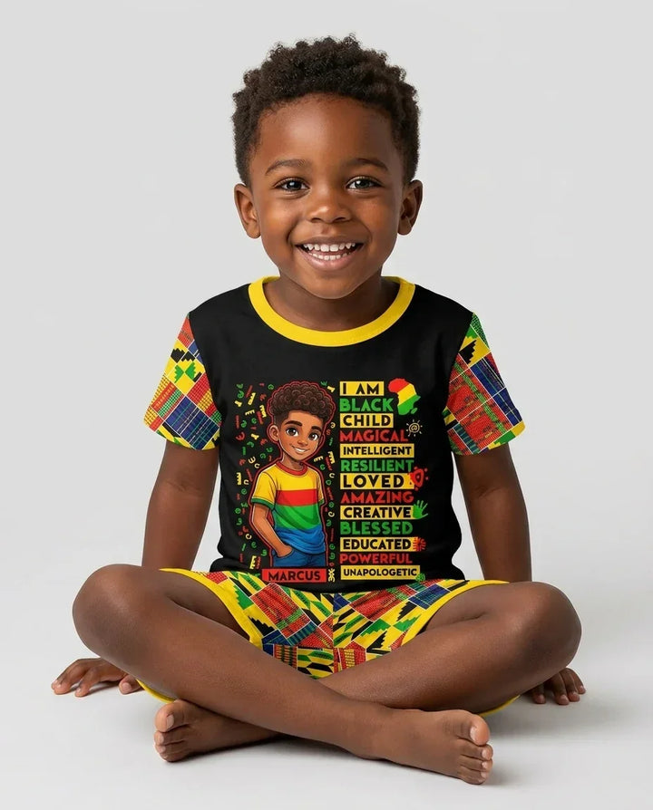 Zweiteiliges Pyjama-Set mit kurzen Ärmeln und Shorts im Sommer-Design