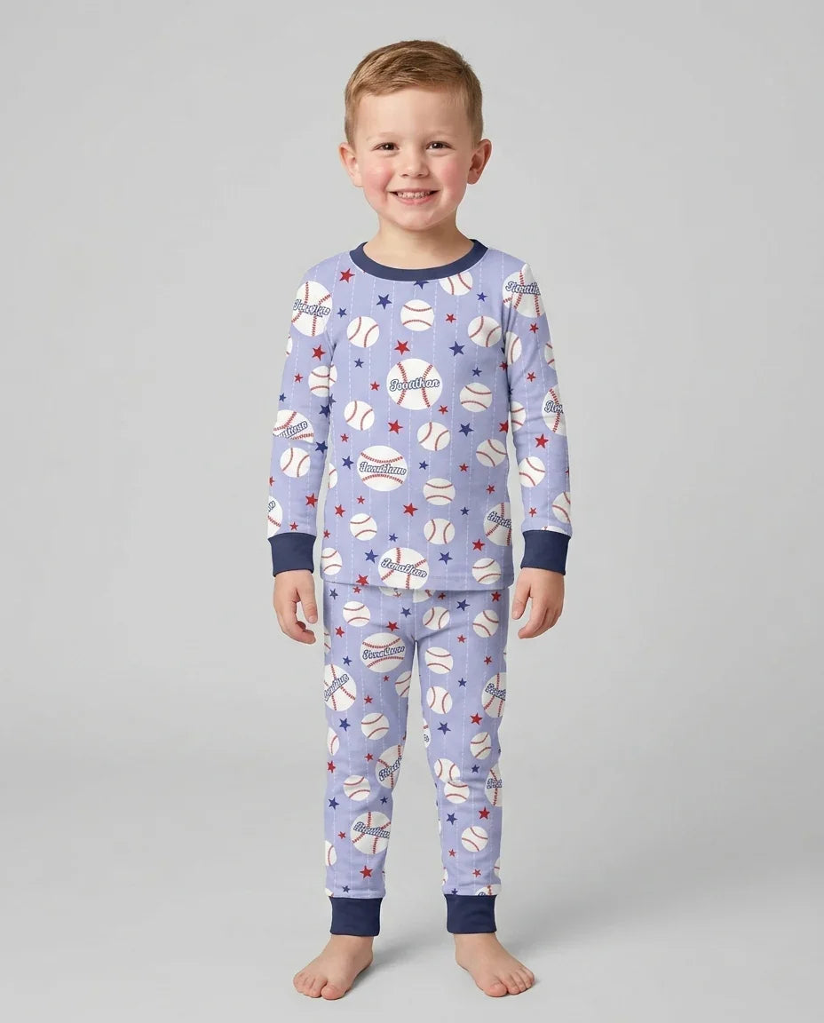 Zweiteiliges Langarm-Pyjama-Set mit Sommerfrüchten