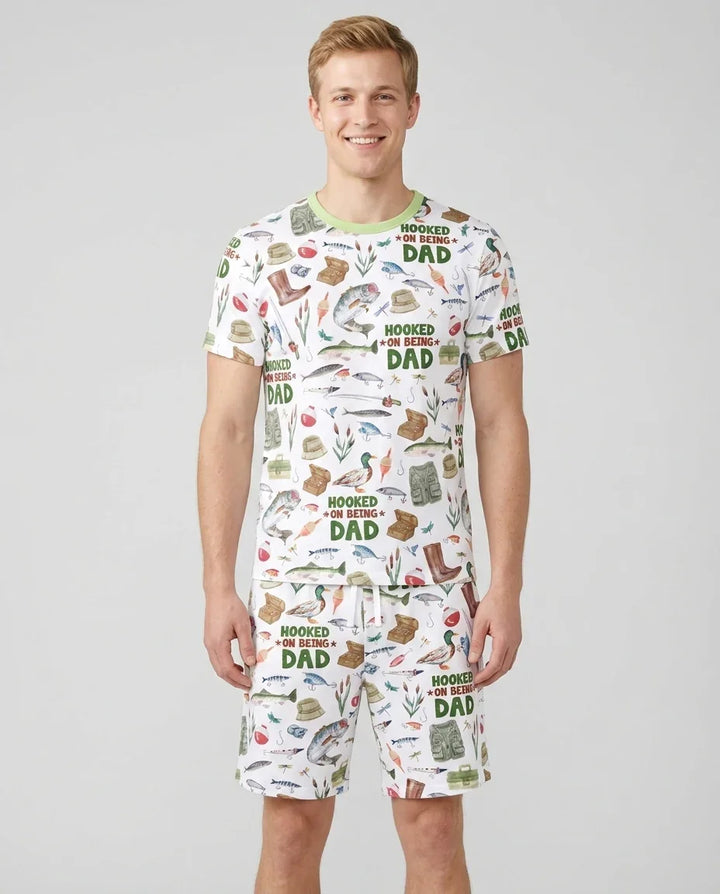 Hooked The Best Dad Daddy & Me Matching Bamboo Men Short Sleeve Short Pajama Set