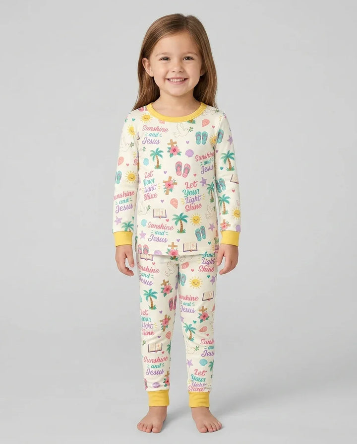 Zweiteiliges Langarm-Pyjama-Set mit Sommerfrüchten