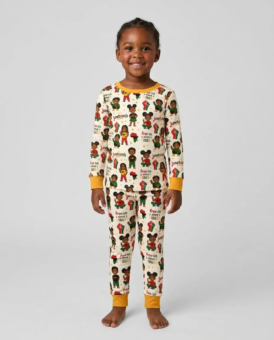 Zweiteiliges Langarm-Pyjama-Set mit Sommerfrüchten