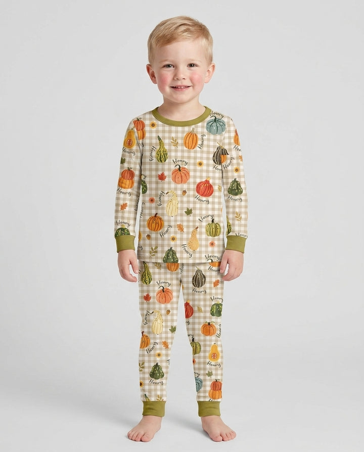 Zweiteiliges Langarm-Pyjama-Set mit Sommerfrüchten