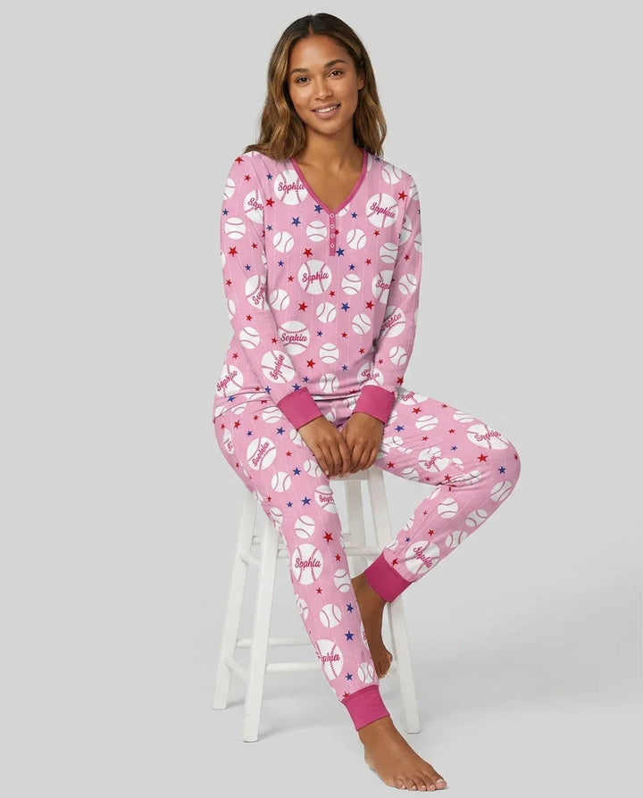 Personalisierter Name Rookie of The Year Passendes Pyjama-Set für Damen aus Bambus