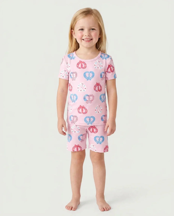 Schlafanzug-Set zweiteilig, kurze Ärmel, kurze Hose, Bambus