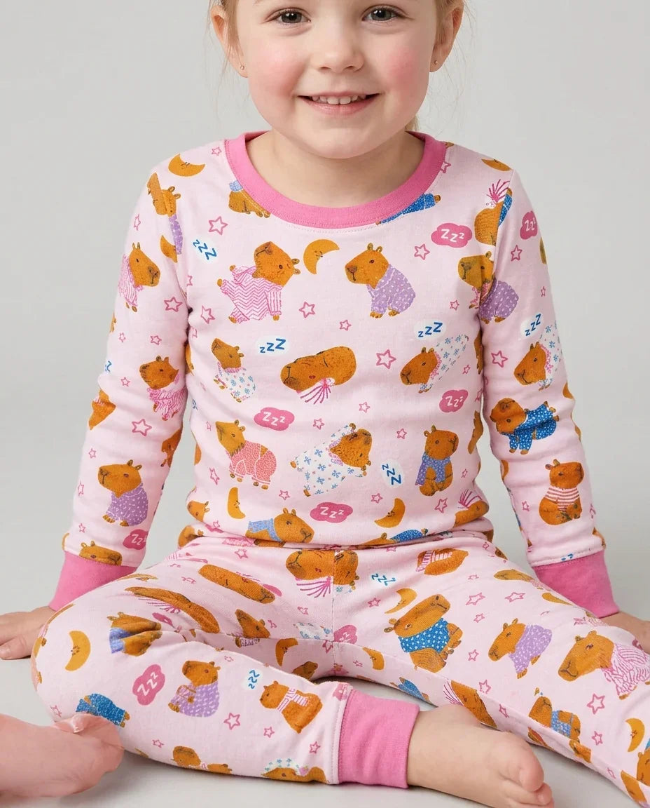 Zweiteiliges Langarm-Pyjama-Set mit Sommerfrüchten