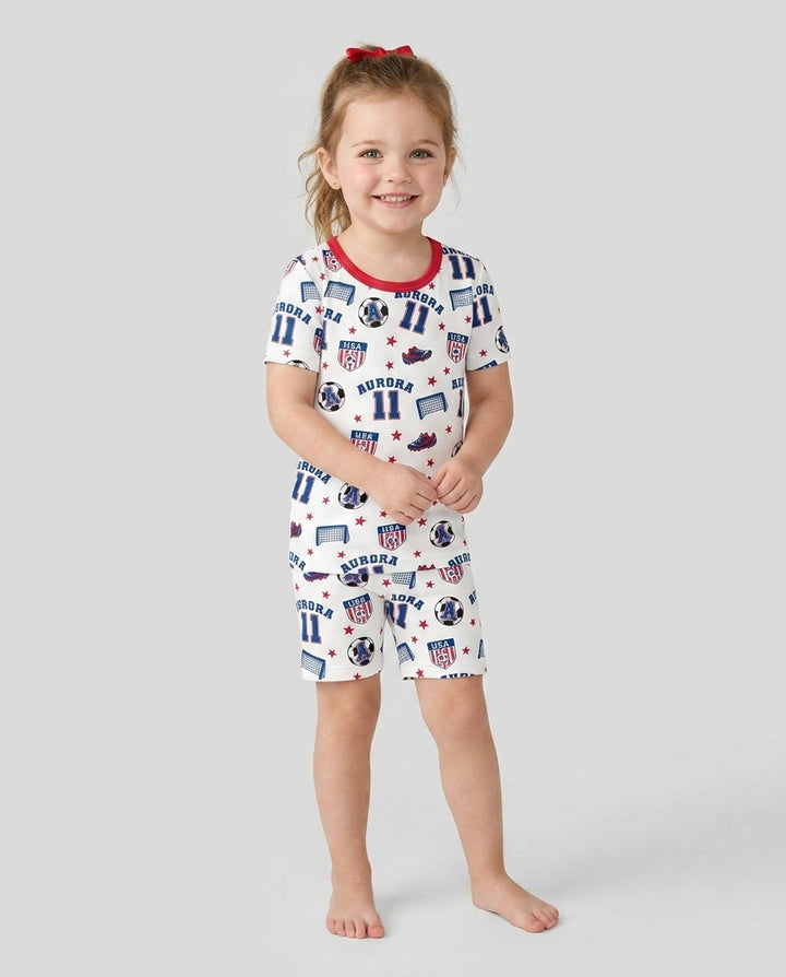 Zweiteiliges Pyjama-Set mit kurzen Ärmeln und Shorts im Sommer-Design