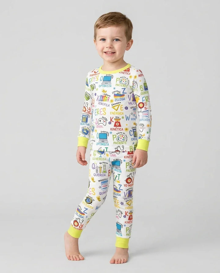 You Are Spanish Alphabet Version Bamboo Two Piece Long Sleeve Pajama Set