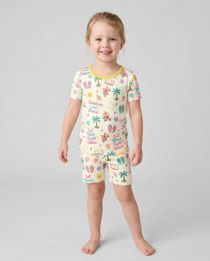 Schlafanzug-Set zweiteilig, kurze Ärmel, kurze Hose, Bambus