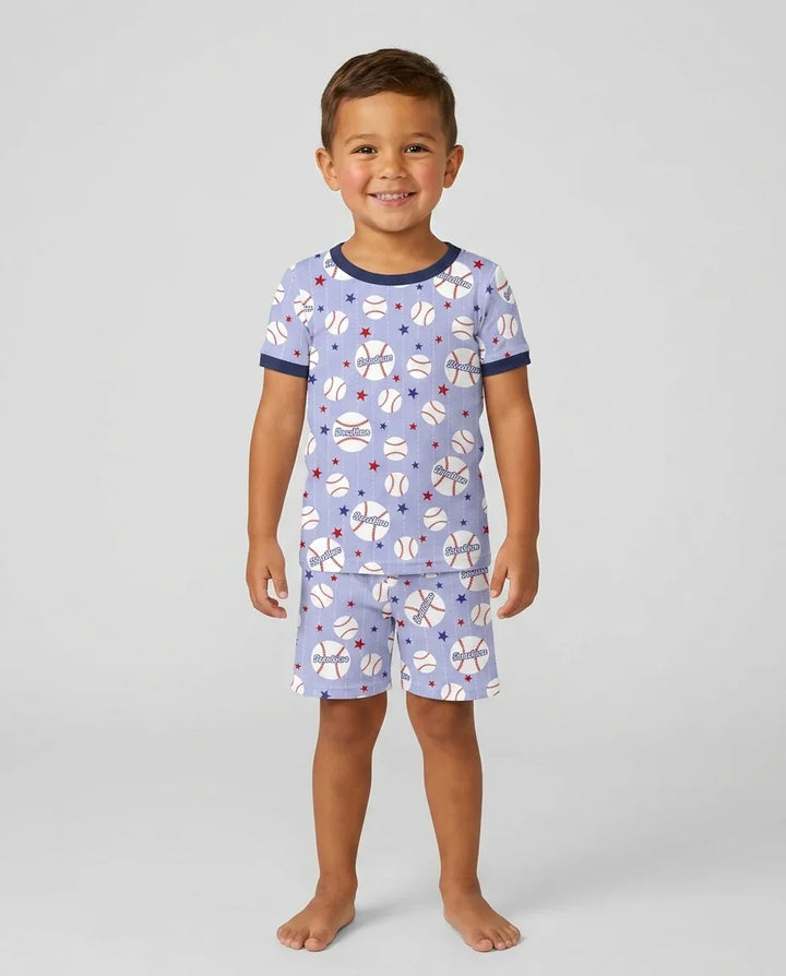 Zweiteiliges Pyjama-Set mit kurzen Ärmeln und Shorts im Sommer-Design