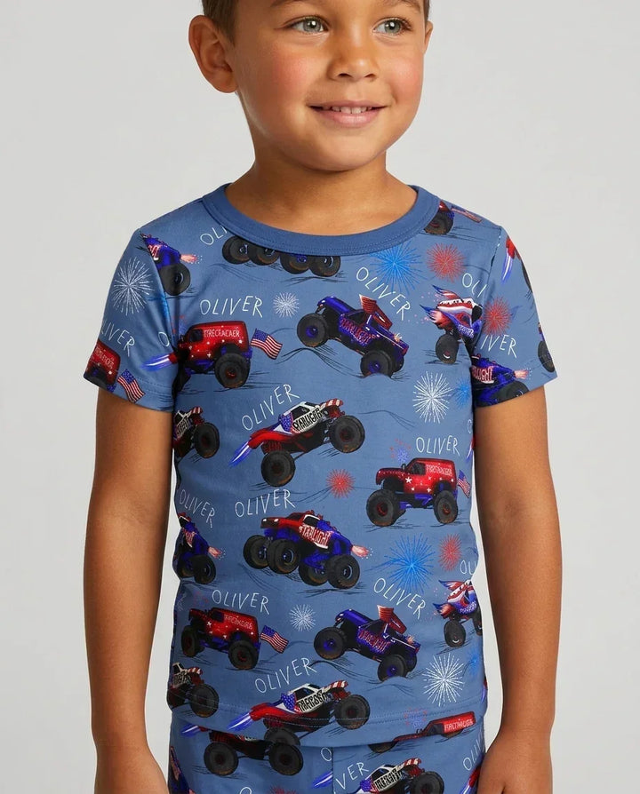 Zweiteiliges, kurzärmliges Pyjama-Set mit Marienkäfern