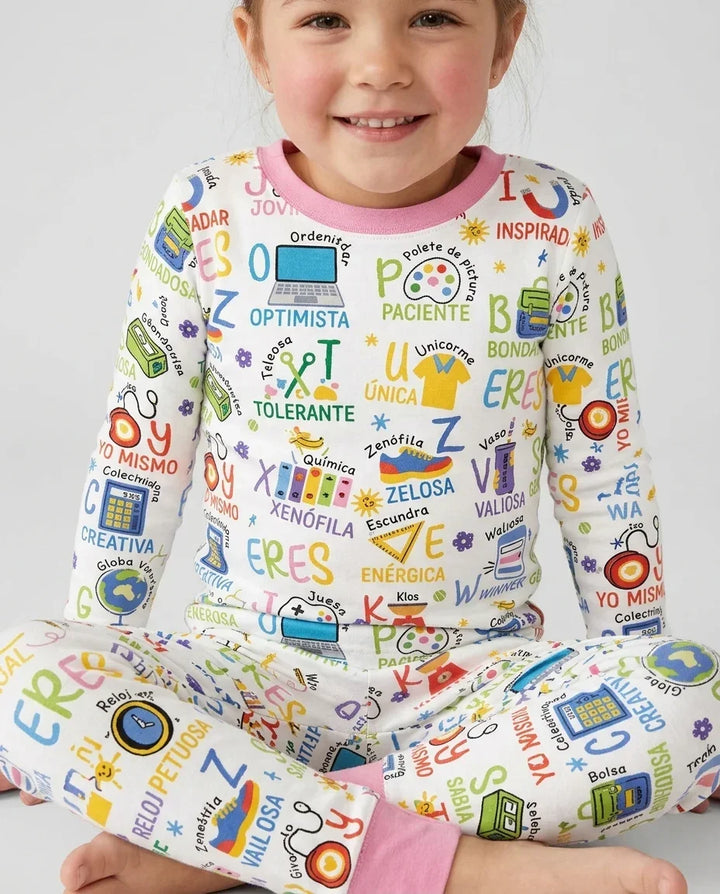 You Are Spanish Alphabet Version Bamboo Two Piece Long Sleeve Pajama Set