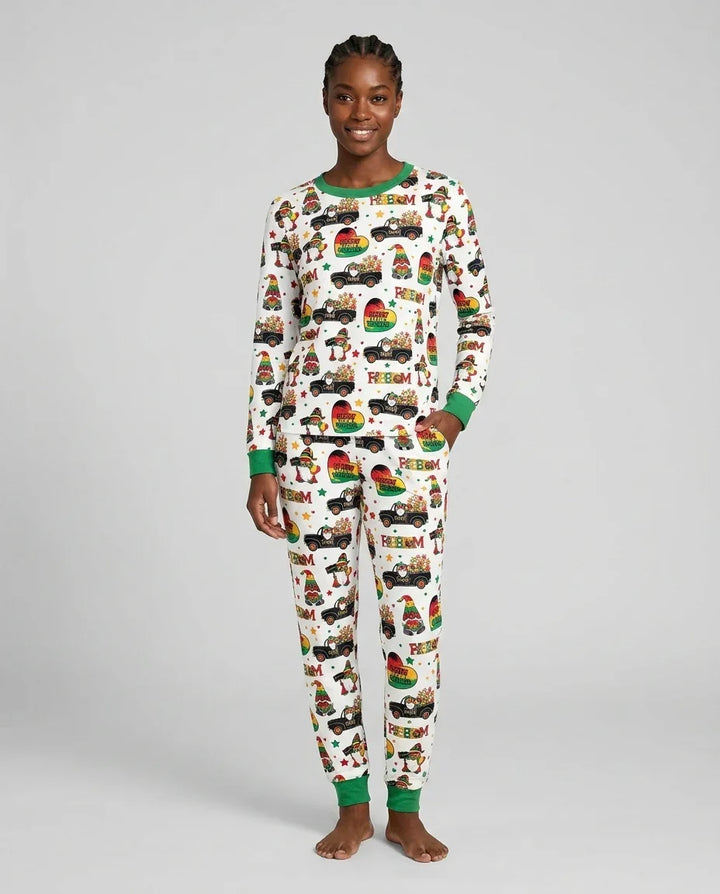 Gnom-Frohes-Juneteenth-Bambus-Damen-Pyjama-Set