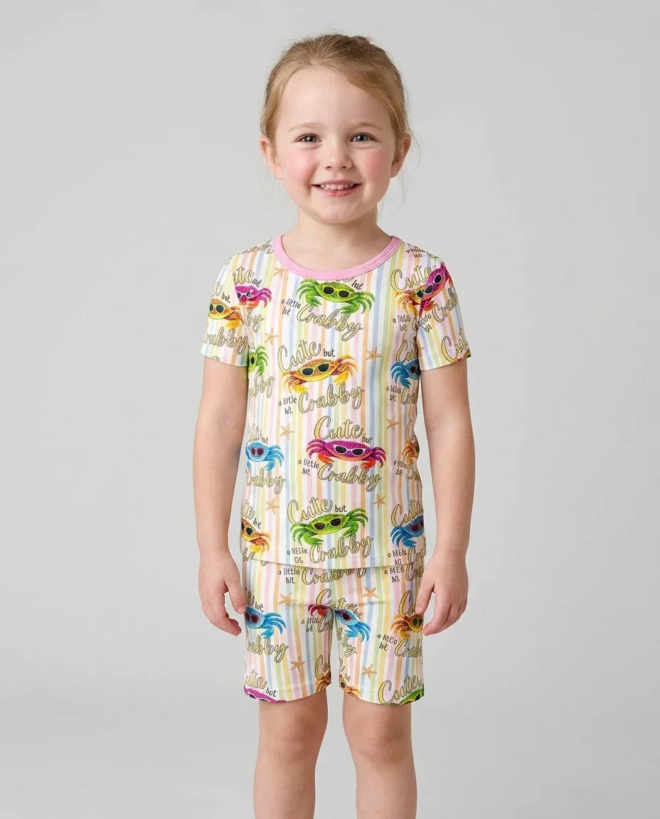 Schlafanzug-Set zweiteilig, kurze Ärmel, kurze Hose, Bambus