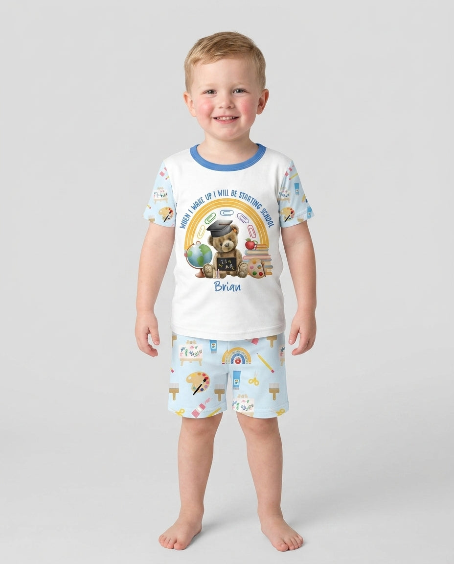 Schlafanzug-Set zweiteilig, kurze Ärmel, kurze Hose, Bambus