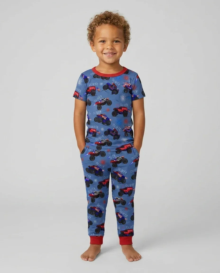 Zweiteiliges, kurzärmliges Pyjama-Set mit Marienkäfern