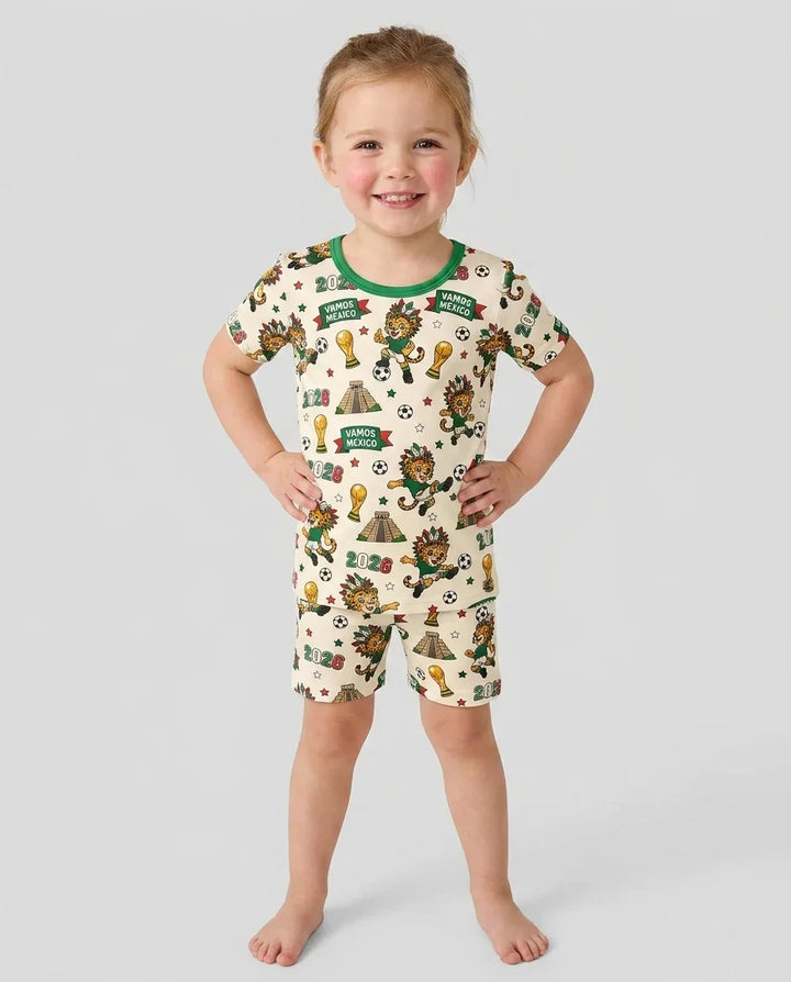 Jaguar 2026 Vamos Mexico Family Matching Bamboo Two Piece Short Sleeve Shorts Pajama Set