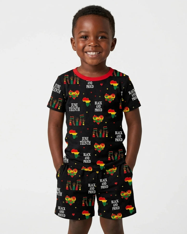 Template Zweiteiliges Pyjama-Set mit kurzen Ärmeln und Shorts