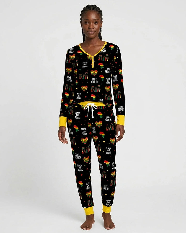 Juneteenth Schwarz und Stolz Bambus Damen Pyjama Set