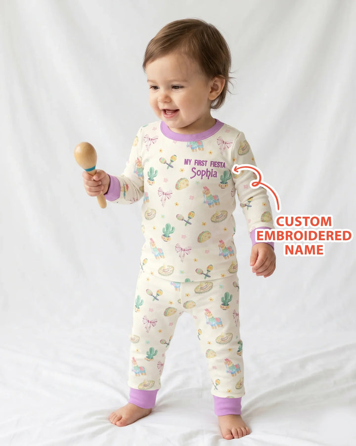 Zweiteiliges Langarm-Pyjama-Set mit Sommerfrüchten