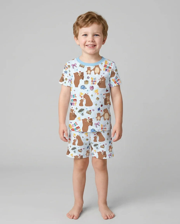 Template Zweiteiliges Pyjama-Set mit kurzen Ärmeln und Shorts