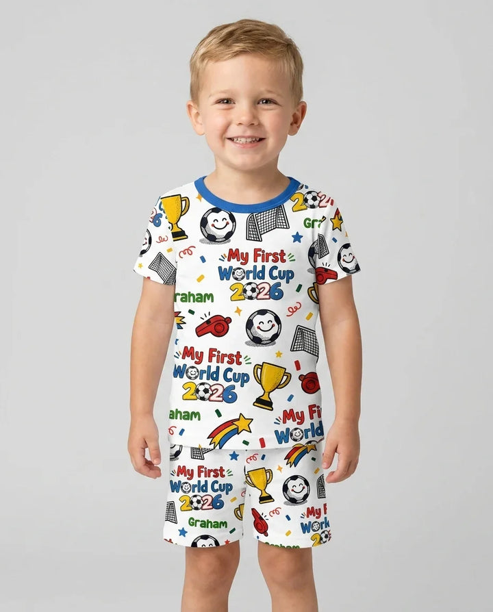 Zweiteiliges Pyjama-Set mit kurzen Ärmeln und Shorts im Sommer-Design
