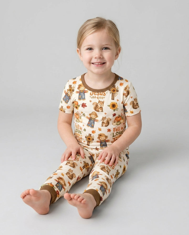 Fall For Jesus Bamboo Two Piece Short Sleeve Pajama Set