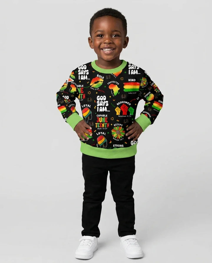 Gott sagt, ich bin Juneteenth Segnungen Bambus Rundhals-Sweatshirt