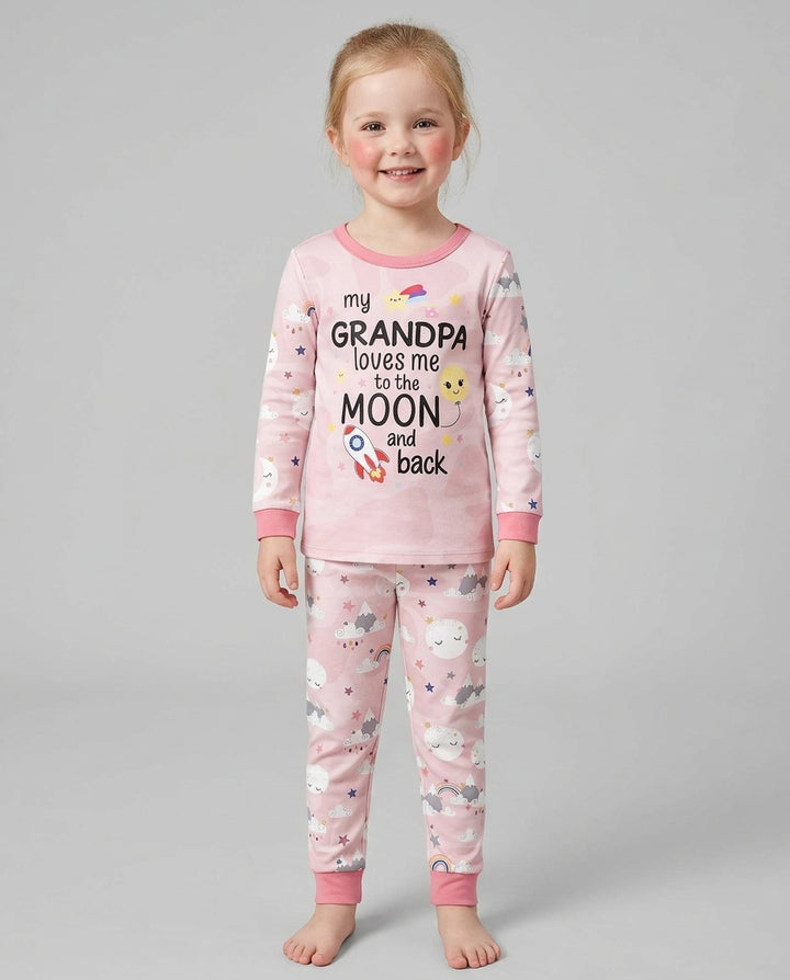 Personalized Loves To The Moon And Back Bamboo Two Piece Long Sleeve Pajama Set