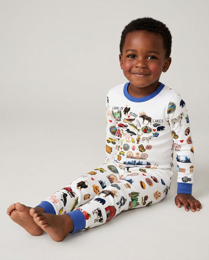 Minnesota Lover Family Matching Bamboo Two Piece Long Sleeve Pajama Set
