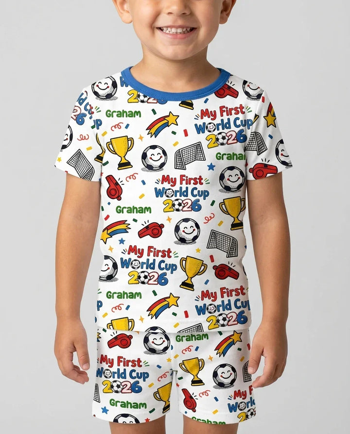 Zweiteiliges Pyjama-Set mit kurzen Ärmeln und Shorts im Sommer-Design