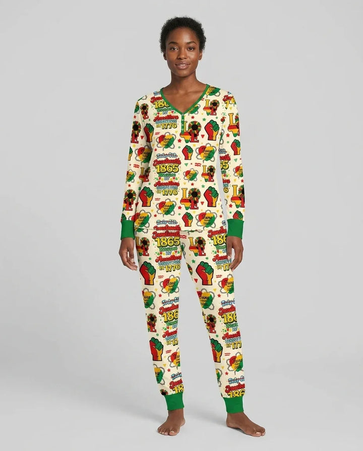 Juneteenth 1865 Weil meine Vorfahren 1776 nicht frei waren Bambus-Damen-Pyjama-Set