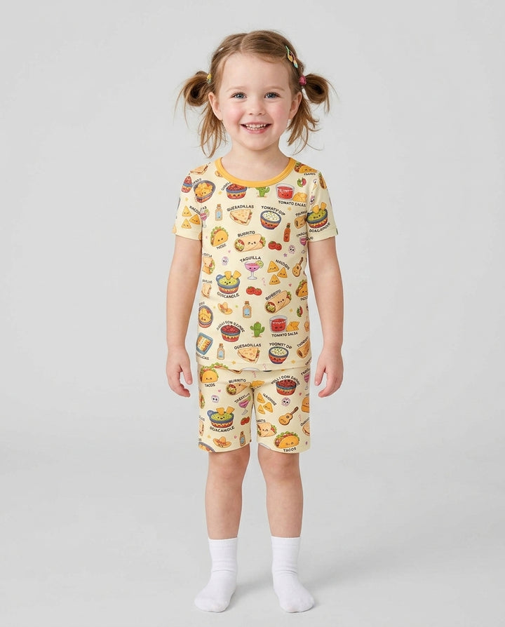 Schlafanzug-Set zweiteilig, kurze Ärmel, kurze Hose, Bambus